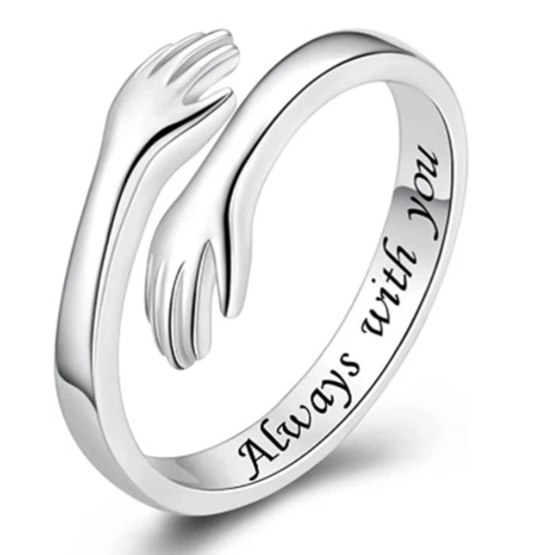 Knuffelring "Altijd bij je" in sterling zilver 925