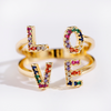 LOVE verstelbare ring in 18 karaat verguld