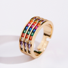 Elegante verstelbare ring in 18 karaat verguld met gekleurde zirkonia