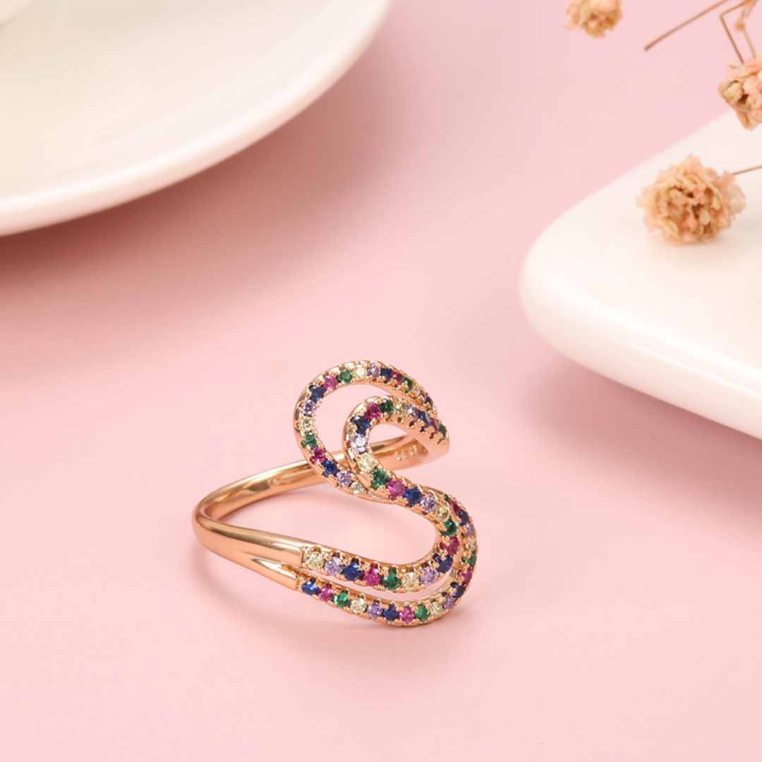 18 karaat vergulde ring met zirkoon