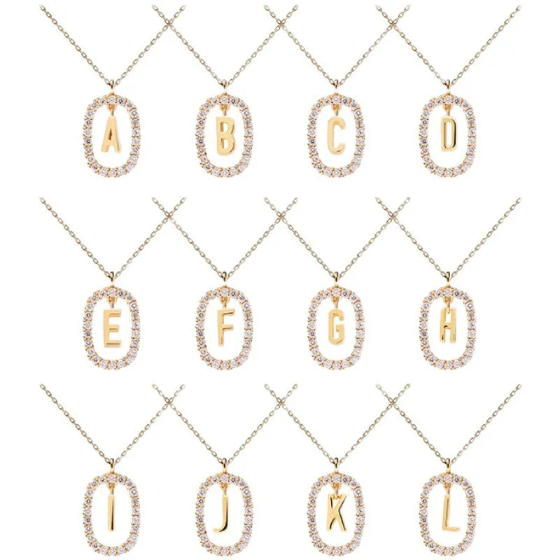 18 karaat vergulde ketting met initialen en glittersteentjes